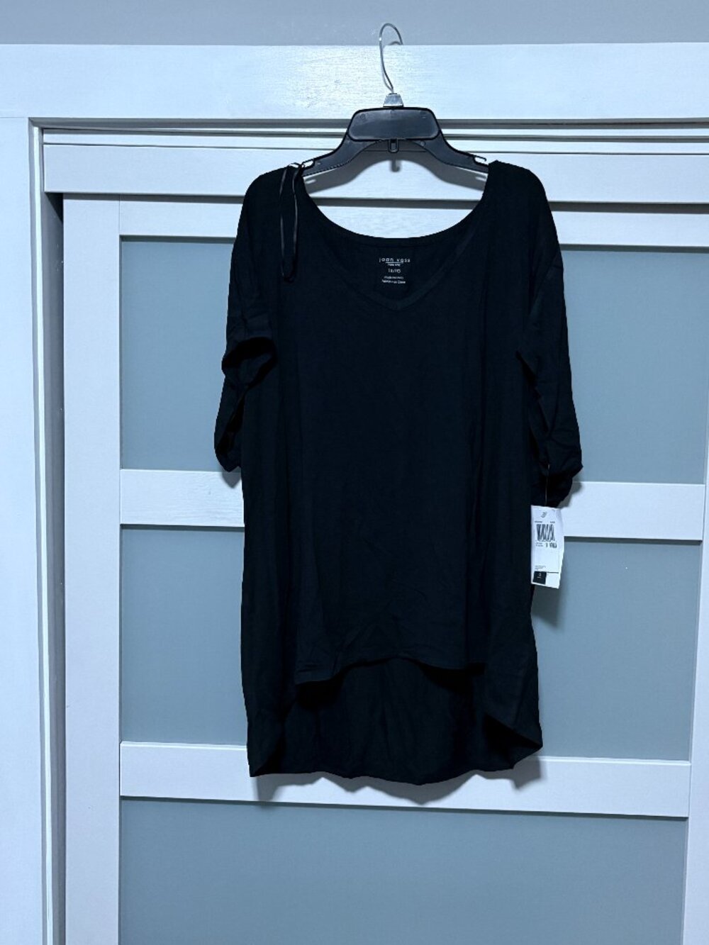 Joan Vass New York Black Women's Shirt Blouse sz 1X Modal Soft NWT S/S